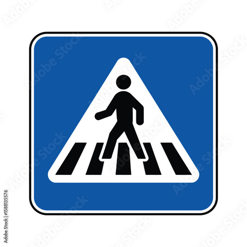 Pedestrian crossing sign with a person walking on a crosswalk