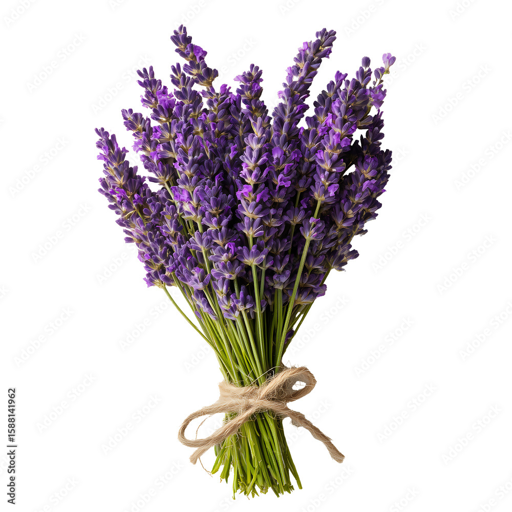 Obraz premium Fresh Lavender Bunch with Twine on Transparent Background