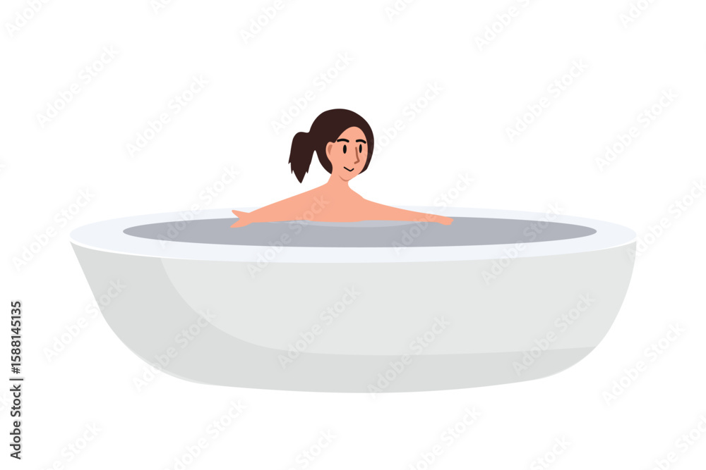 Woman take a bath. Girl showering. People on the bathtub. Woman take a bath. Girl showering. People on the bathtub.