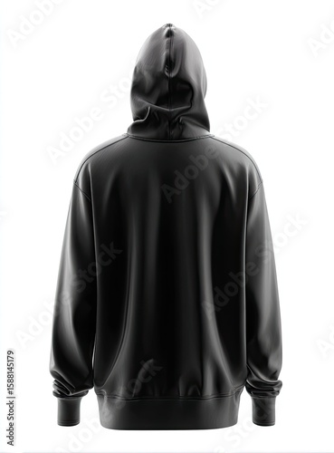 Back of a Black Hoodie, Isolated View