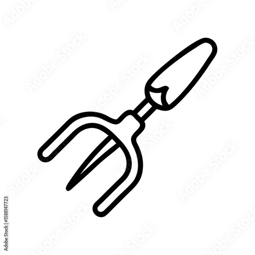 Hand cultivator fork with wooden handle for urban farming and gardening  