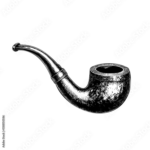 Classic Smoking Pipe – Vintage Copperplate Engraving Illustration