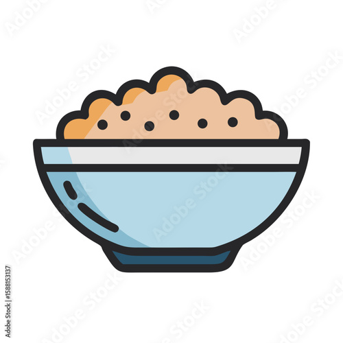 Cereal bowl with oats in flat illustration