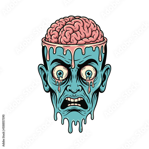 Monster Brain Ice Cream Cone Illustration