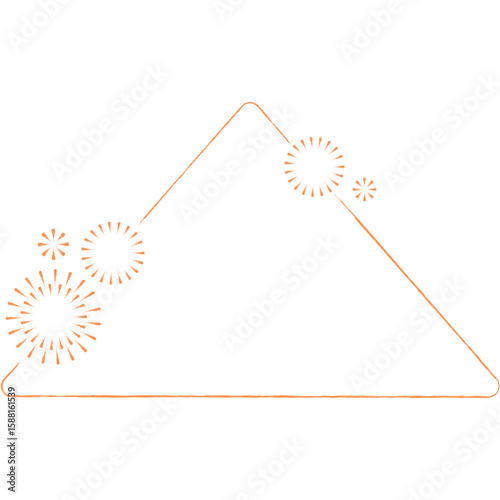 Geometric Celebration Triangle Outline with Fireworks Illustration for Festive Design