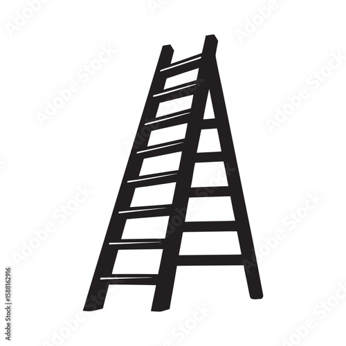 silhouette of ladder set bundle on white background