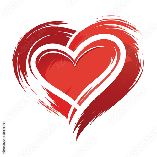 Red heart vector illustration: A passionate symbol of love for Valentine's Day, perfect for romantic designs and wedding celebrations