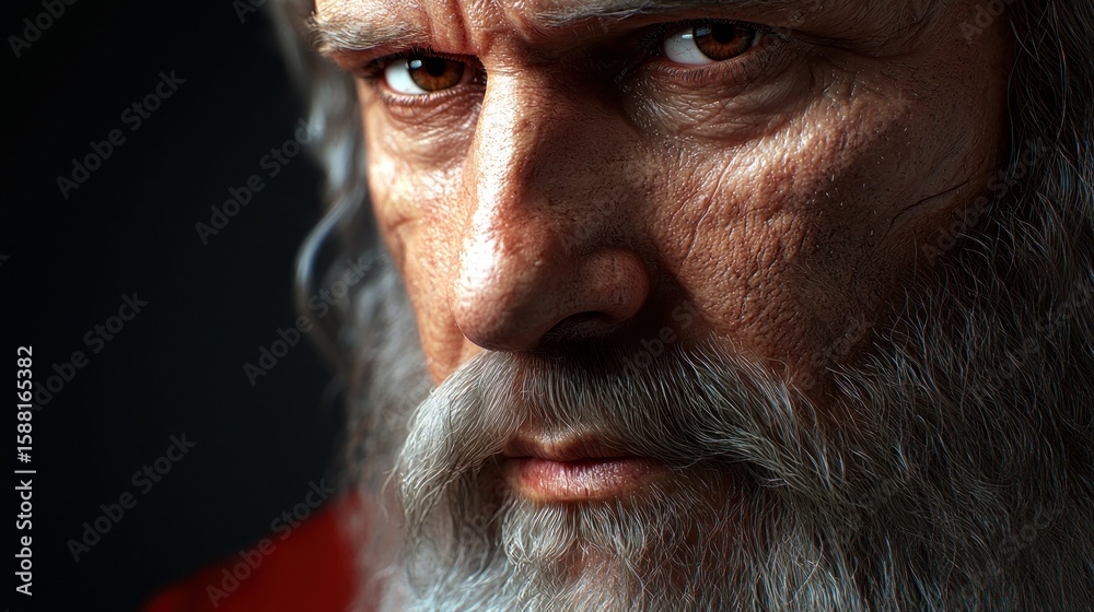 Obraz premium Close-up portrait, serious elderly man, dark background, potential use film, book cover