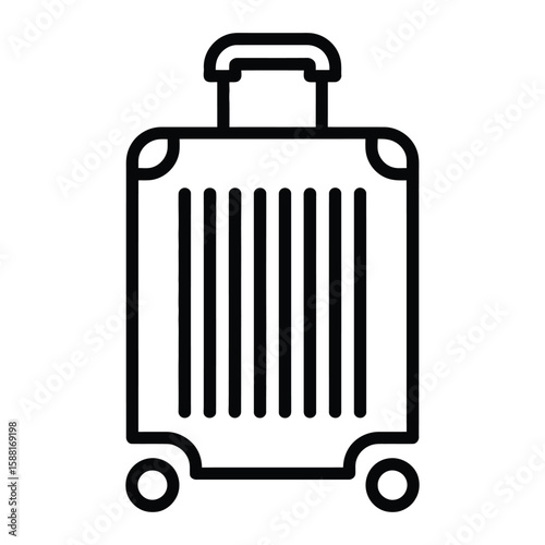 Luggage Icon, Vector, Illustration, Outline, Line Art, Silhouette, Logo, White Background.