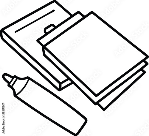 Sticky Notes and Highlighter Markers Vector Design
