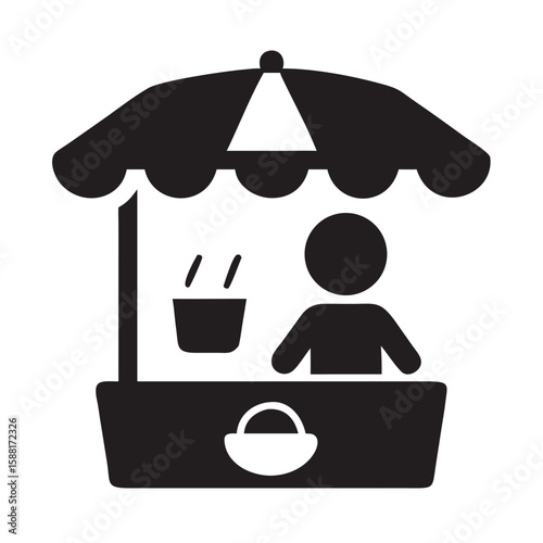 Street vendor selling tea in rain