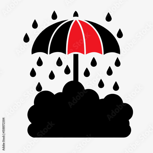 umbrella and rain Monsoon concept