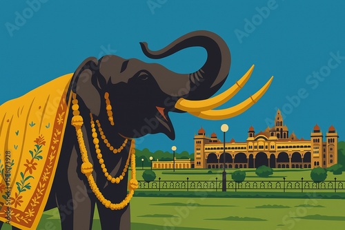 Mysore dasara poster in vector style.