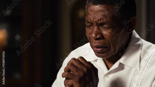 Man in prayer, focused, devout