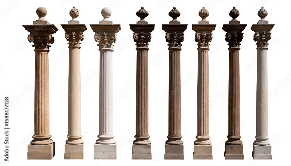 Fototapeta premium Row of stone columns with varying shades