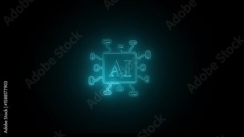 Circular AI Processor Animation | Cyan Glowing Circuit in Futuristic 4K Render