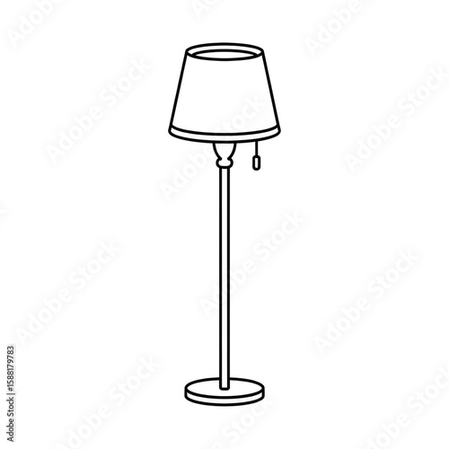 Vector illustration of a floor lamp line drawing art