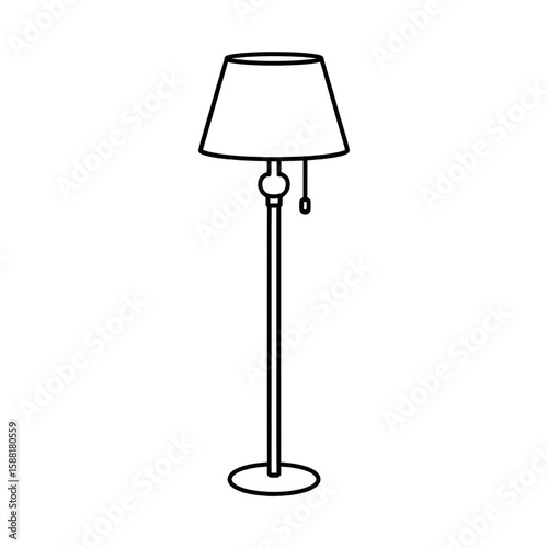 Line drawing of a floor lamp illustration vector