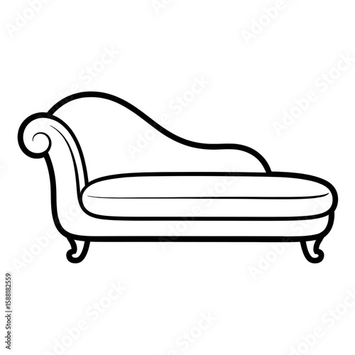 Line art of a chaise sofa coloring page