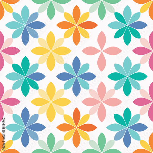 Colorful Geometric Icons Pattern in Seamless Layout
