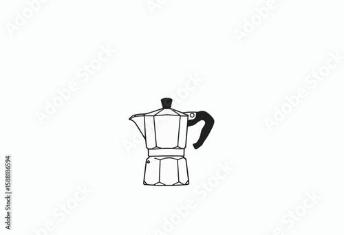 Espresso maker in minimalist design on white background  