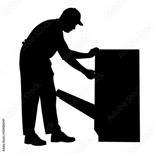Silhouette of worker repairing dishwasher control panel – Function restore, appliance maintenance