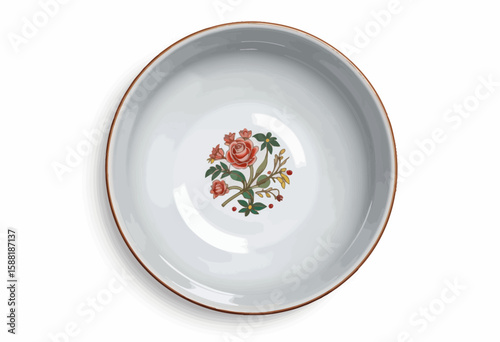 Decorative ceramic bowl with floral design on white background  