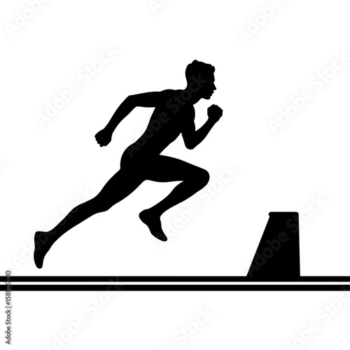 Silhouette of sprinter pushing off starting blocks – Explosive acceleration in athletics