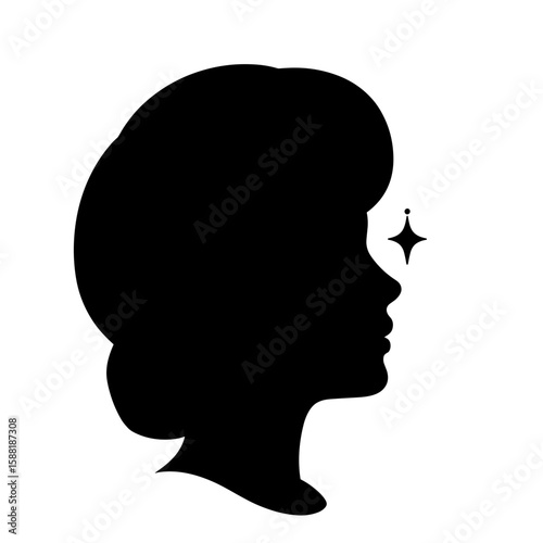 Silhouette of woman’s face with sparkle icon – Radiance and skin health