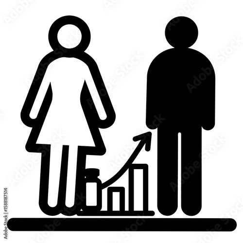 Gender-inclusive icons, hormone bottles, growth chart – Balanced care, health awareness