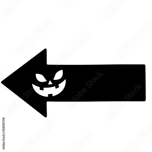Arrow silhouette with jack-o’-lantern face – Halloween festive direction sign