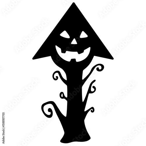 Arrow-shaped jack-o’-lantern silhouette – Halloween decoration, spooky harvest