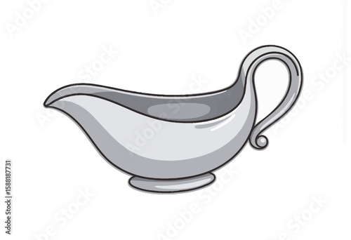 Gravy boat in simple design with gray color and classic shape  