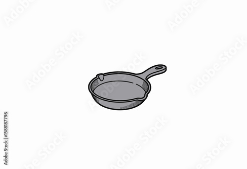 Cast iron skillet with a smooth surface and sturdy handle  