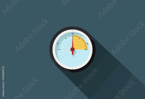 Pressure gauge with dial showing measurement on blue background  