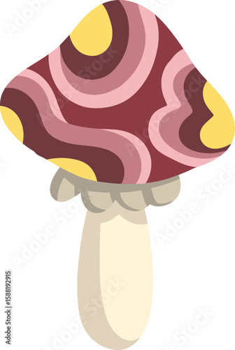 Retro Mushroom with Swirls