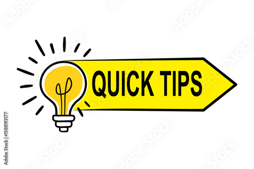 Quick tips icon sign. trick solution badge labels template. Flat vector illustration design.