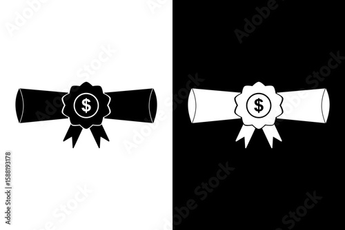 Scholarship icon. Student education tuition grant symbol. Graduation financial aid or scholarship money icon. Flat vector illustration design.