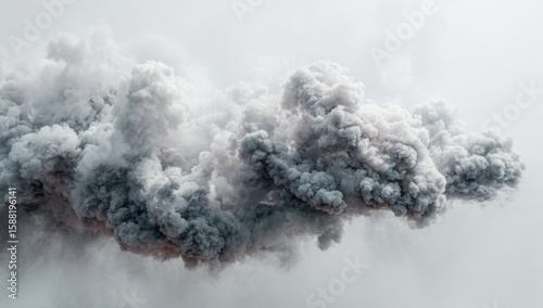 Gray, smoky cloud against pale sky