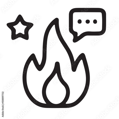 Creative Fire Icon Ignite Ideas with Star and Speech Bubble Vector Design