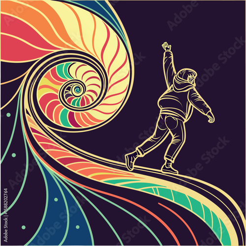 A Stylized World Dreamscape Awaits An Adventurer, Embracing the Vibrant Swirls of Imagination and Possibility Within the Psychedelic Journey