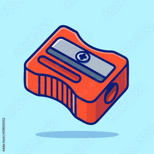 Red pencil sharpener illustrated in a simple and colorful cartoon style. Great for school supply themes, children’s education materials, and vector sets.


