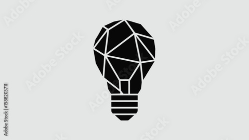 Geometric light bulb icon presents innovative ideas, creative solutions, and brilliant inspiration in graphic symbol format.
