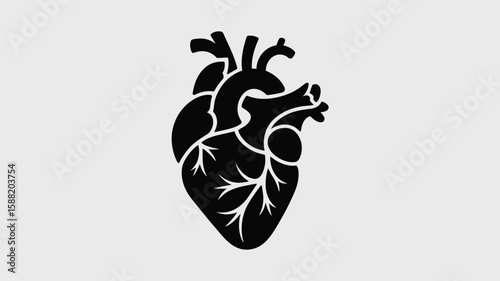 A minimalist anatomical heart glyph, perfect for medical, healthcare, and educational designs with its clean, professional look.