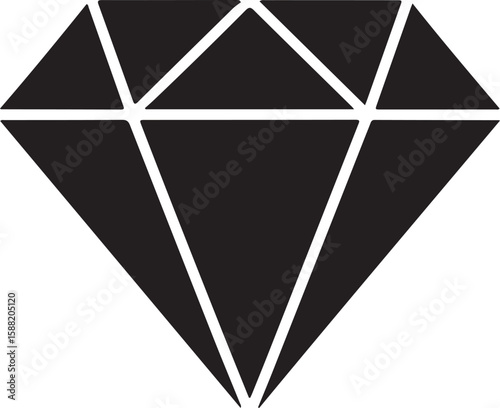 Stylized black diamond gemstone icon with sharp facets and white outline