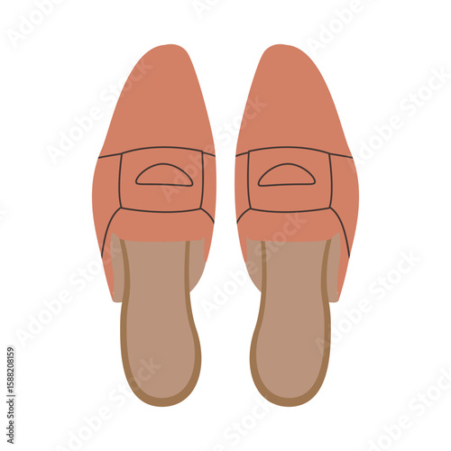 Casual women's elegant shoe wardrobe. Female fashion footwear pink sandals with heel closed-toe footgear. Colored vector illustration of women's open shoes isolated on white background. Modern design