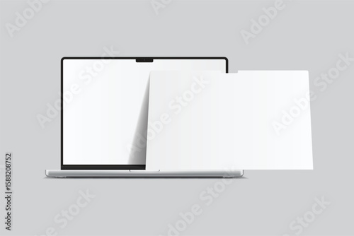 3D Vector Laptop screen with page website mockup. Showcase websites, apps, or browser interfaces frame isolated on background. Perfect for homepage, presentation, business layout, responsive preview
