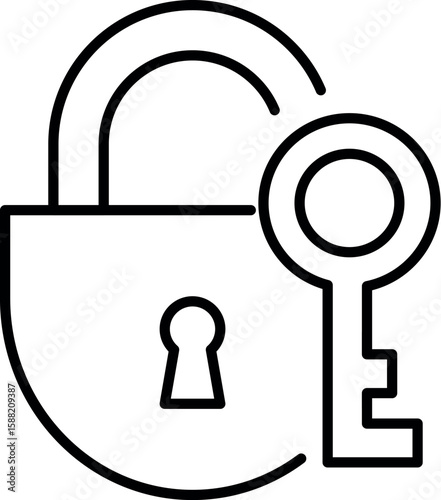 Key with Lock Icon for Graphics, Concept, Apps