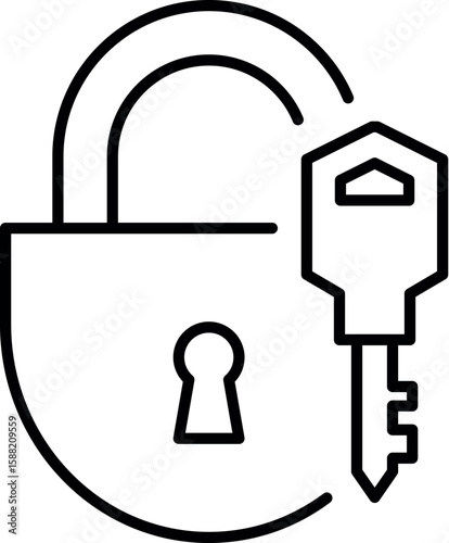 Simple Icon of Key with Lock for Graphics, Concept, Apps
