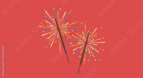 Bright Colorful Sparklers Festive Design for Celebration Party Event